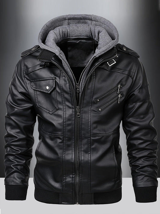 Knight-Hooded Lederjacke - Welt-DerMaenner