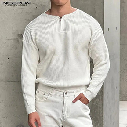 Striped V-Neck Sweater - Welt-DerMaenner