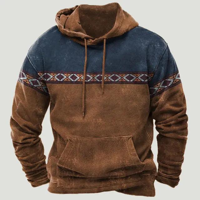 Western Aztec Patchwork Hoodie - Welt-DerMaenner