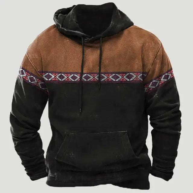 Western Aztec Patchwork Hoodie - Welt-DerMaenner