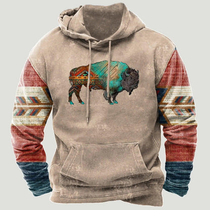 Western Aztec Patchwork Hoodie - Welt-DerMaenner