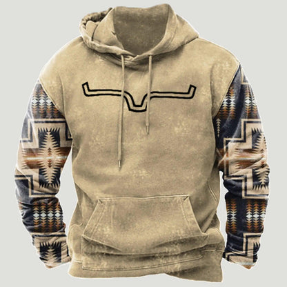 Western Aztec Patchwork Hoodie - Welt-DerMaenner