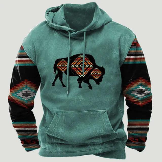 Western Aztec Patchwork Hoodie - Welt-DerMaenner