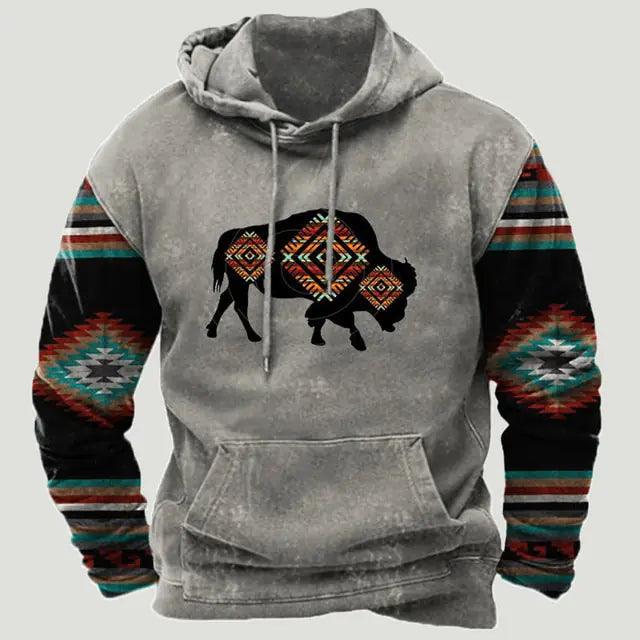 Western Aztec Patchwork Hoodie - Welt-DerMaenner