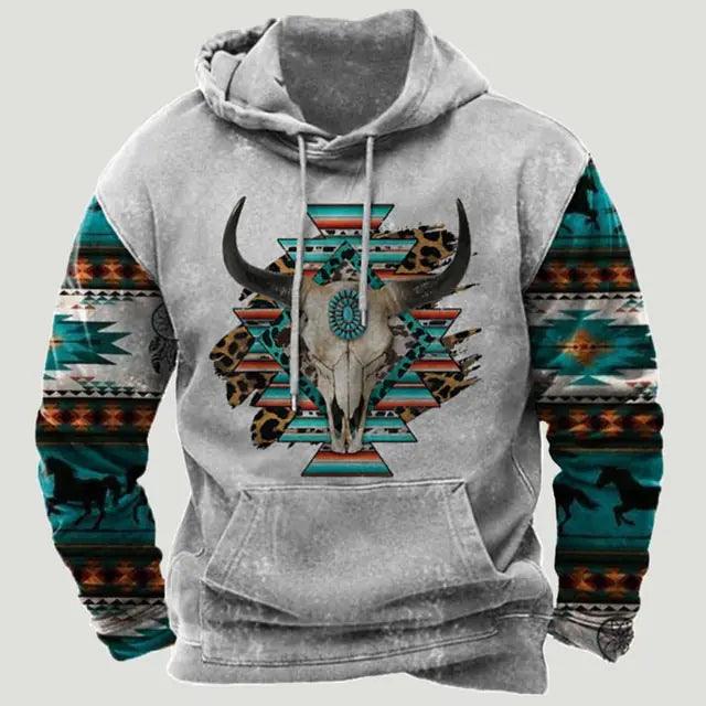 Western Aztec Patchwork Hoodie - Welt-DerMaenner