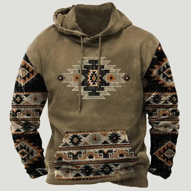 Western Aztec Patchwork Hoodie - Welt-DerMaenner