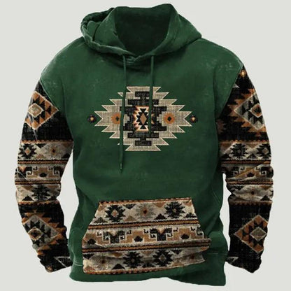 Western Aztec Patchwork Hoodie - Welt-DerMaenner