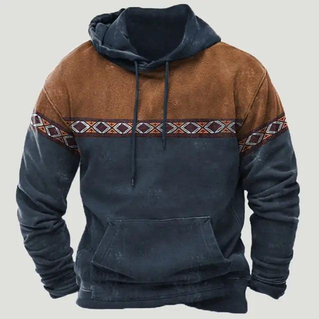 Western Aztec Patchwork Hoodie - Welt-DerMaenner